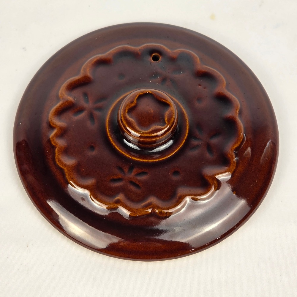 MAR‎ CREST Vtg Crock Pot Oven Proof Stoneware with Lid Brown 2 Handles Bean Pot - Picture 10 of 16